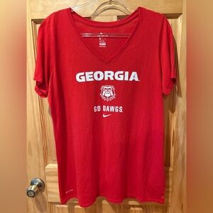 Nike athletic cut Red Georgia “Go Dawg” Dri Fit T-Shirt women’s size XL